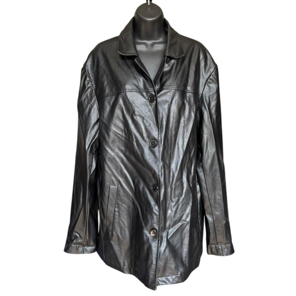 Princess Polly Faux Leather Jacket Sz 8‎ Black Blazer Chic Office